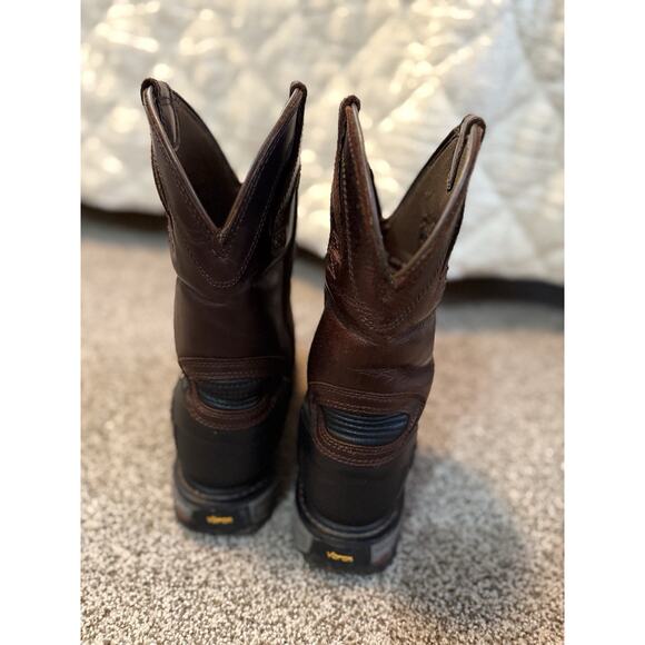 Justin Leather Boots Vibram Soles Brown WK2120 Steel Toe size 8D